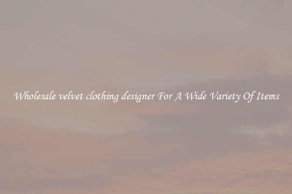 Wholesale velvet clothing designer For A Wide Variety Of Items